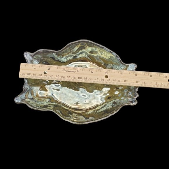 Vtg Iridescent Bronze Opalescent Owl Shaped Glass Dish Trinket Serving Bowl 8" M - Picture 6 of 7